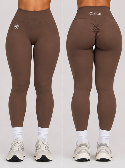 TwelveXII Lift Leggings in Black, front and back views