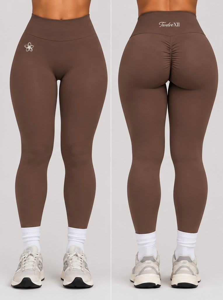TwelveXII Lift Leggings in Black, front and back views